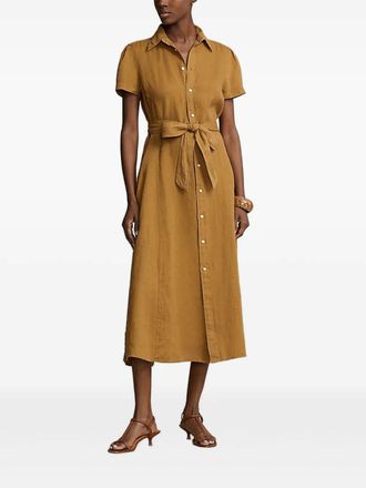 Polo Ralph Lauren Abito midi con cintura - Marrone