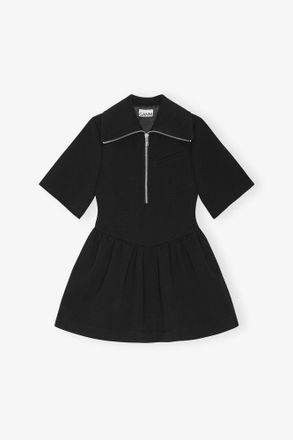 Ganni Black Bonded Crepe Mini Dress - Size 10/12