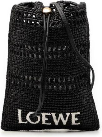 Loewe Pre-owned Bucket Bags, female, Black, Size: ONE SIZE Pre-owned Raffia Crossbody Bag