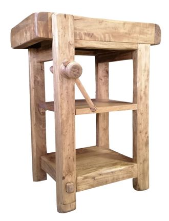 Biscottini International Biscottini - Banco De Trabajo En Madera Maciza De Tilo, Acabado Natural Made In Italy
