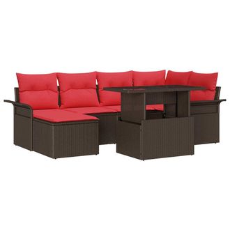 vidaXL Conjunto De Sof&aacute; De Jard&iacute;n 7 Uds. Marr&oacute;n Vidaxl