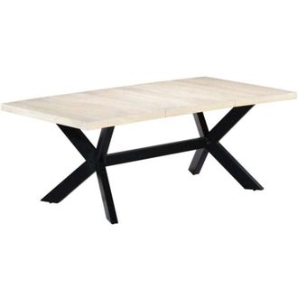 vidaXL Tavolo da Pranzo Bianco 200x100x75 cm Legno Massello di Mango vidaXL