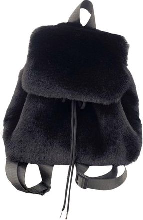 Generic Fashionable Plush Furry Small Backpack for Women Adjustable Shoulder Bag with Drawstring Closures Flap Covers