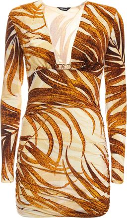 Just Cavalli Multicolor Tropical Print Stretch Viscose Mini Dress