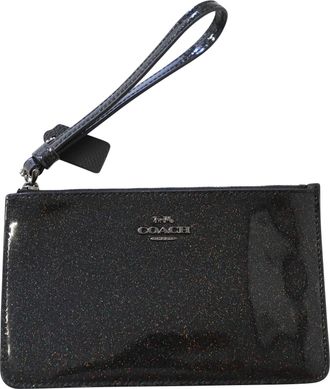 Coach Glitter Wristlet Bag in Black Leather