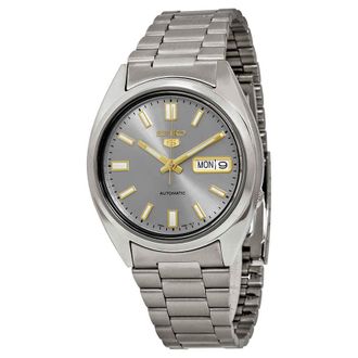 Seiko 5 Automatic Grey Dial Stainless Steel Mens Watch SNXS75