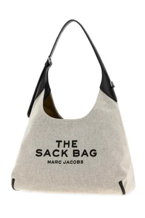 Marc Jacobs Womens Grey Canvas The Sack Bag Shopping Ivoryblack Borse A Mano