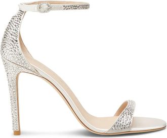 Stuart Weitzman Nudist Shine 100 Sandal - Dames - Sandalen met hakken - Grijs - 39 1/2 EU - Schoenen