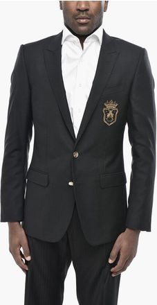 Dolce & Gabbana Virgin Wool And Silk Two-Button Jacket MARTINI With Jewel De size 48