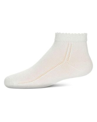 MeMoi Open-Work Lettuce-Edge Ankle Sock in Winter White at Nordstrom, Size 6-12M