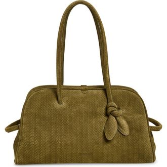Jacquemus Le Turismo Embossed Suede Bowling Bag in 560 Khaki at Nordstrom