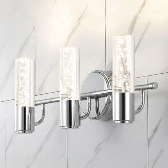 Jonathan Y Designs Bolha 18 3-Light Minimalist Modern Bubble Acrylic/Iron Integrated LED Vanity Light