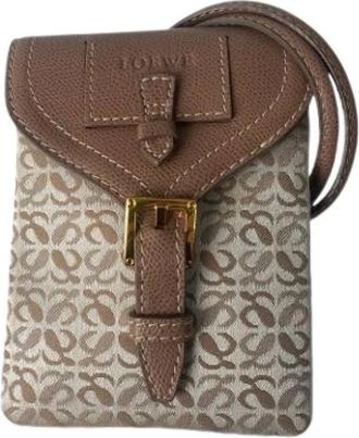 Loewe Pre-owned Cross Body Bags, female, Beige, Size: ONE SIZE Pre-owned Canvas Shoulder Bag