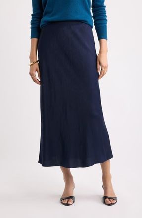 Nordstrom Bias Cut Satin Maxi Skirt in Navy Night at Nordstrom, Size Xx-Small