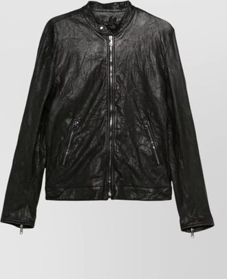 Dolce & Gabbana stand collar lambskin zip up jacket