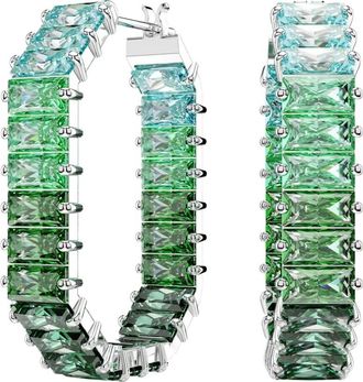 Swarovski Matrix Baguette Hoop - Dames - Oorbellen - Groen - ONE Size - Accessoires