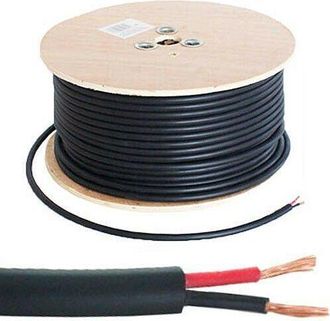 Loops 100m Double Insulated Speaker Cable 2.01mm² Black 100V Line Volt PA System Reel Drum