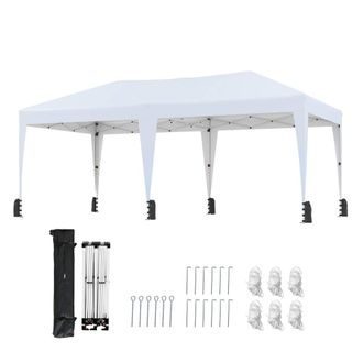 Costway Costway 590x300 CM Pop up Canopy Tent Foldable Patio Shelter w/ Wheeled Bag in White