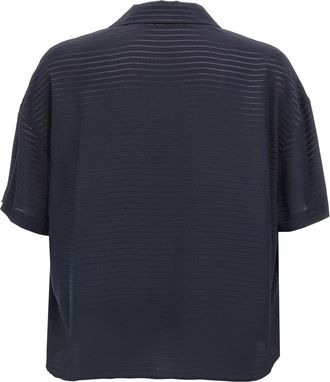 Saint Laurent Mens Blue Silk Polo Shirt