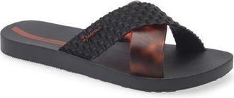 Ipanema Sense Slide Sandal in Black/Tortoiseshell at Nordstrom, Size 6