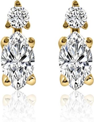 Pompeii3 3/8ct Marquise Natural Diamond Studs 14K Yellow Gold