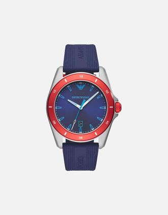 Emporio Armani Mens Emporio Armani AR11217 Blue Dial Mens Watch - Red