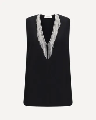 Sportmax Faglia V-neck Top with crystals Female 40