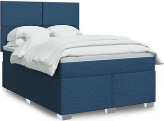 vidaXL Vidaxl - Cama Box Spring Con Colch&oacute;n Tela Azul 140x190 Cm