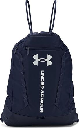 Under Armour Hustle Sackpack Backpack Bags Midnight Navy/Midnight Navy/Metallic Silver, Polyester/Polyurethane