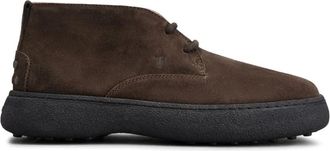 Tod's Bruin Leren Woestijnlaarzen Vetersluiting - Heren - Veterlaarzen - Bruin - 43 1/2 EU - Leer - Schoenen