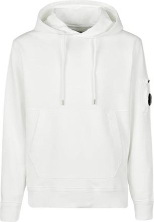 C.P. Company Witte katoenen fleece hoodie met kangaroozak - Heren - Hoodies - Wit - L - Katoen - Hoodies & sweatvesten