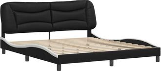 vidaXL Vidaxl - Estructura De Cama Con Cabecero Cuero Sint&eacute;tico Negro Y Blanco