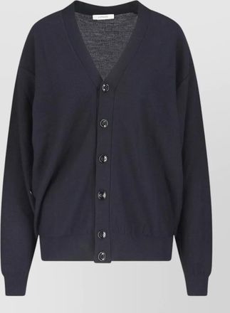 Christophe Lemaire merino wool v-neck relaxed asymmetric cardigan