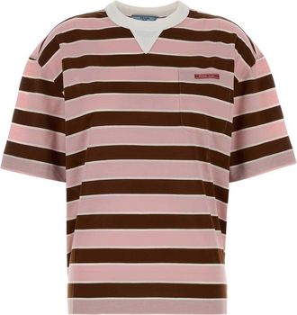 Prada Embroidered Cotton Oversize T Shirt