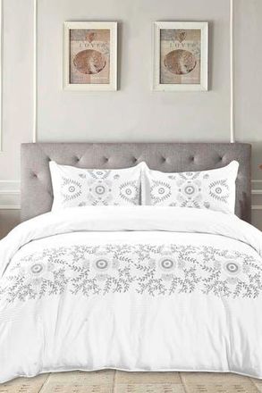 Melange Home Midas Embroidered Duvet 3-Piece Set in Grey/White at Nordstrom Rack, Size King