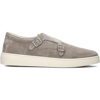 Greve Schoenen, Heren, Grijs, 43 1/2 EU, Leer, Beige Lage Top Wave Sneakers