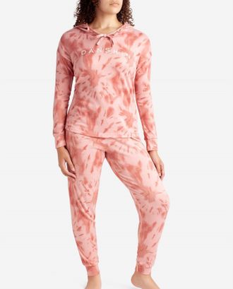 Danskin Hooded Hacci Sleep Set With Jogger In Mesa Sunburst