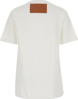 Jil Sander Womens White Crewneck T-Shirt With Logo Patch Cotton T-Shirts & Jerseys
