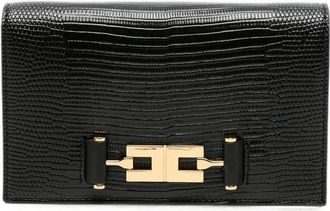 Elisabetta Franchi Mini Schoudertas met Logoplaatje - Dames - Portefeuilles - Zwart - ONE Size - Leer - Accessoires
