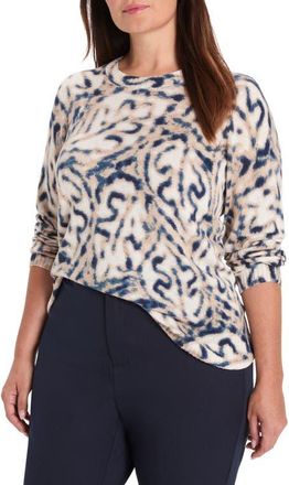 Nic+Zoe Supersoft Blurry Leaf Print Sweater in Indigo Multi at Nordstrom, Size 3 X