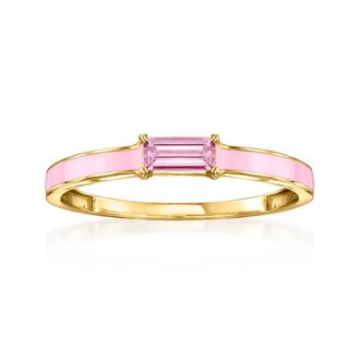 RS Pure by Ross-Simons Pink Sapphire Ring With Pink Enamel in 14kt Yellow Gold