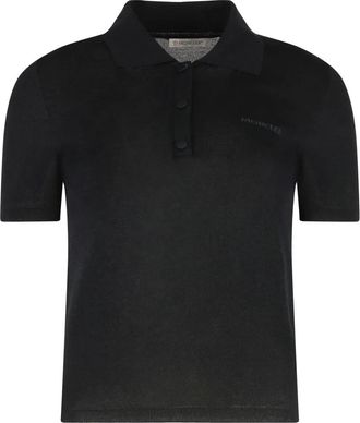 Moncler Gebreid katoenmix poloshirt - Dames - Polos - Zwart - XS - Katoen - Tops