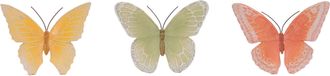Melrose International Colorful Butterfly Decor (Set of 3) - Yellow, Green, Pink