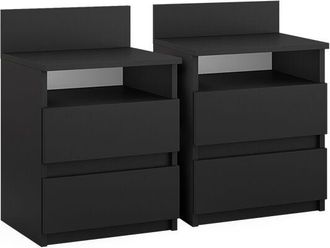 Vicco Mesilla de noche Monty, Negro, 39.6 x 59.1 cm Lote de 2