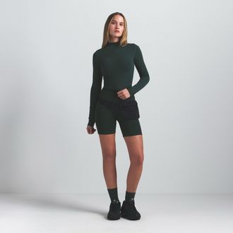 Nike Womens SKIMS Vintage Seamless Mock-Neck Crop Top in Green | TPLST7919W-DKT