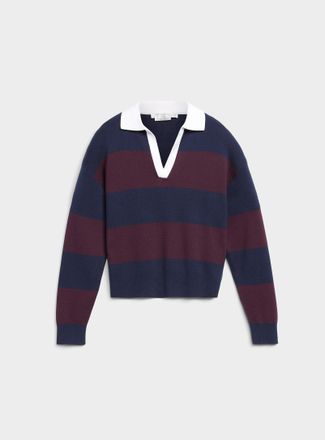 Contemporaine Womens Rugby stripes Johnny-collar sweater
