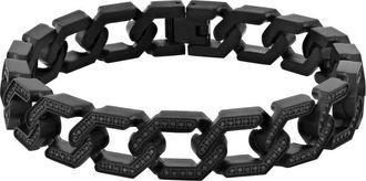 Robert Alton 1.75CTW Black Diamond Stainless Steel & Black Finish Octagon Link Bracelet