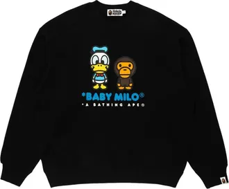 A Bathing Ape x Disney Donald Duck Baby Milo Relaxed Fit Crewneck Black 0ZXSWMX90213R-BLK