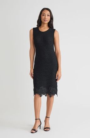 Misook Floral Lace Applique Sleeveless Sheath Dress in Black at Nordstrom, Size Xx-Large