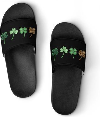 Generic St Day Patricks Shamrock Clovers Shower Shoes Slipper for Women Men Beach Slippers Quick Drying Non Slip Open-Toe Sandals